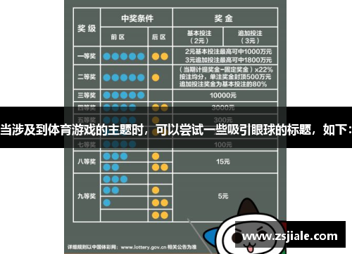 当涉及到体育游戏的主题时，可以尝试一些吸引眼球的标题，如下：